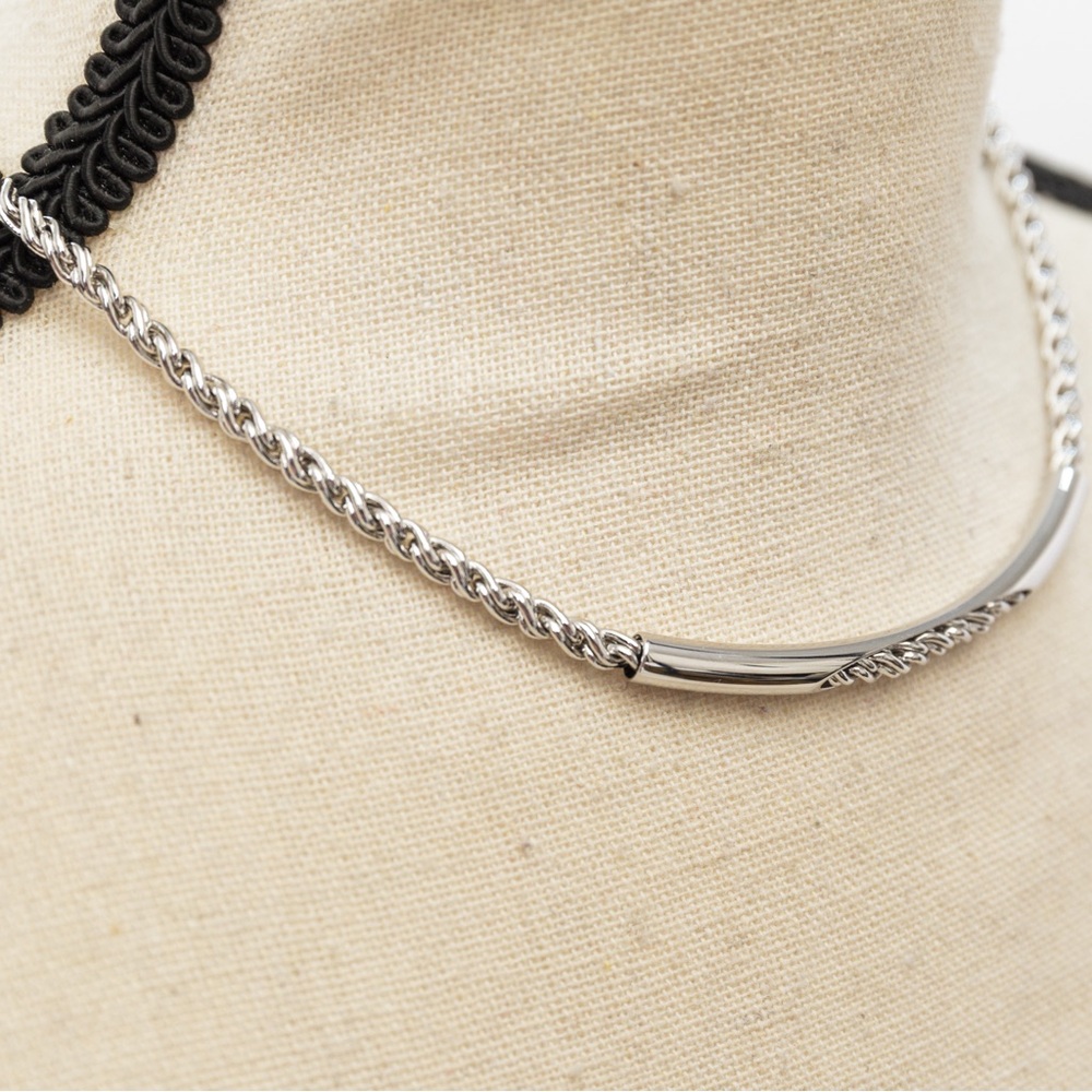 Vintage Biagi silver choker bar choker minimalist timeless classic style 90s Y2K - Picture 10 of 15